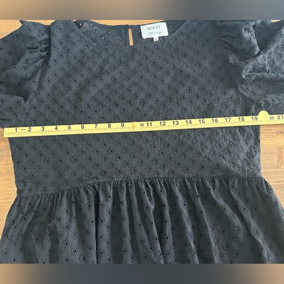 Anthropologie WAYF BFF Lauren Black Eyelet Babydoll Mini Dress Out Size M - Picture 10 of 12